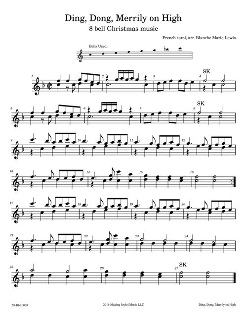 Ding, Dong, Merrily on High (Arr. Blanche Marie Lewis) - Traditional (Instrumental Duet)