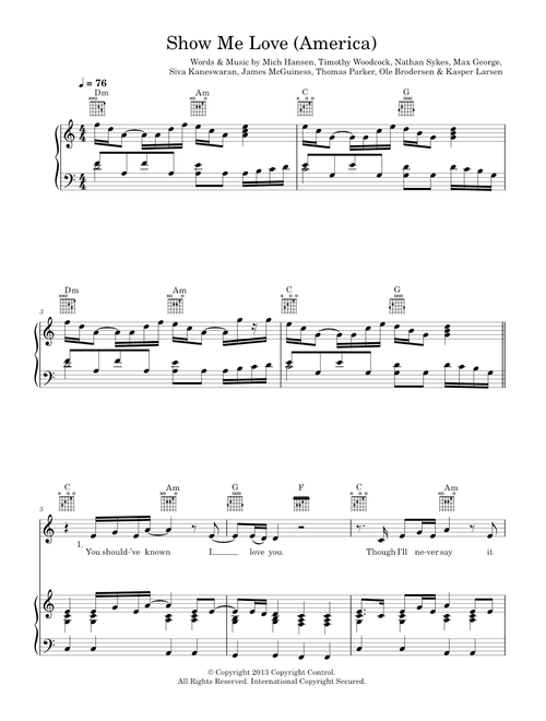 Show me love - The Wanted (Piano-Vocal-Guitar (Piano Accompaniment))
