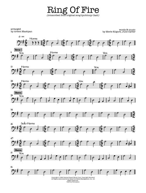 Ring Of Fire (Arr. Artem Mastipan) - Johnny Cash (Bass Guitar (without TAB))