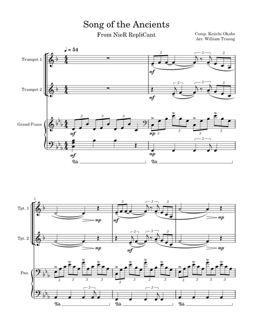 Song of the Ancients – Synced Duet – Keiichi Okabe | Arranged for Trumpet and Piano Trio