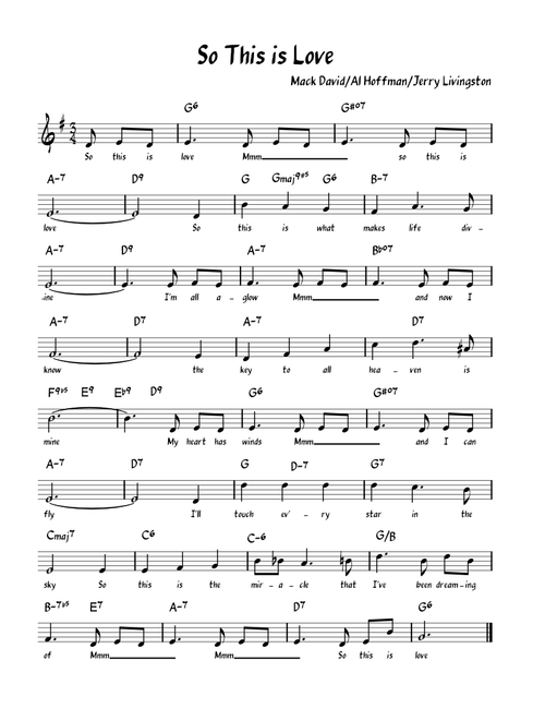 So This Is Love (from Cinderella) – Mack David, Al Hoffman and Jerry Livingston, Al Hoffman, Mack David, Jerry Livingston