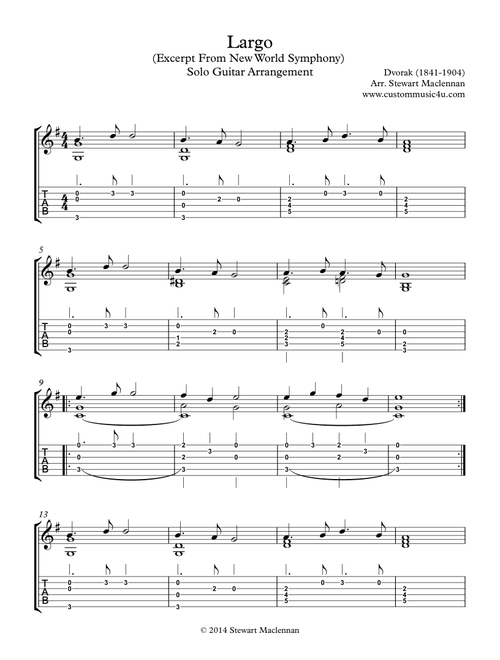 Largo (Excerpt from New World Symphony) (Arr. Stewart Maclennan) - Dvorak (1841-1904) (Solo Guitar)