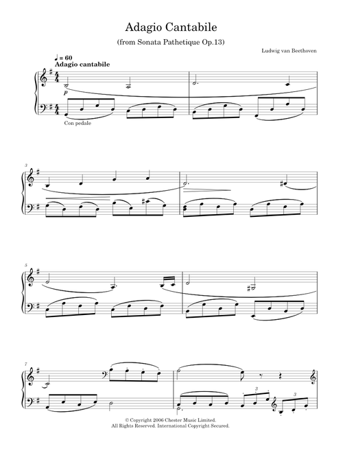 Adagio Cantabile from Sonate Pathetique Op.13 - Ludwig van Beethoven (Easy Piano)