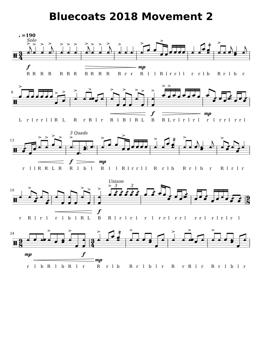Bluecoats_2018_Movement_2 Sheet music for Tenor drum (Solo) | Musescore.com