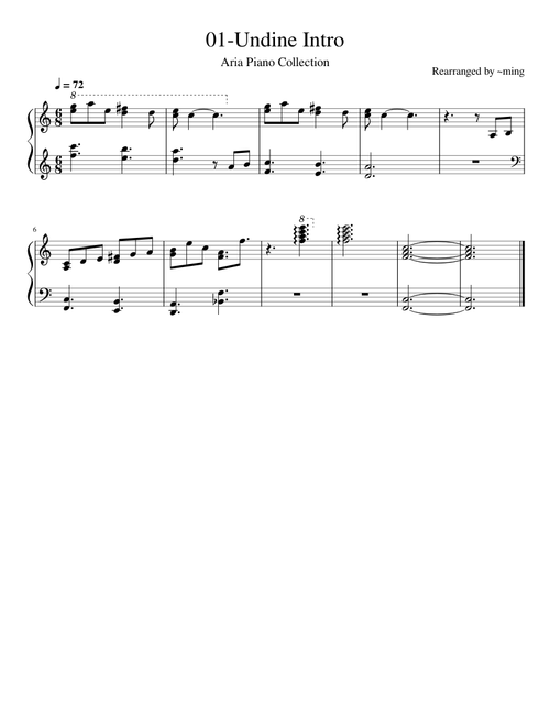 01-Undine Intro Aria Piano Collection 水星领航员OST 钢琴谱
