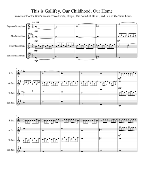 This is Gallifrey, arranged for Sax Quartet.