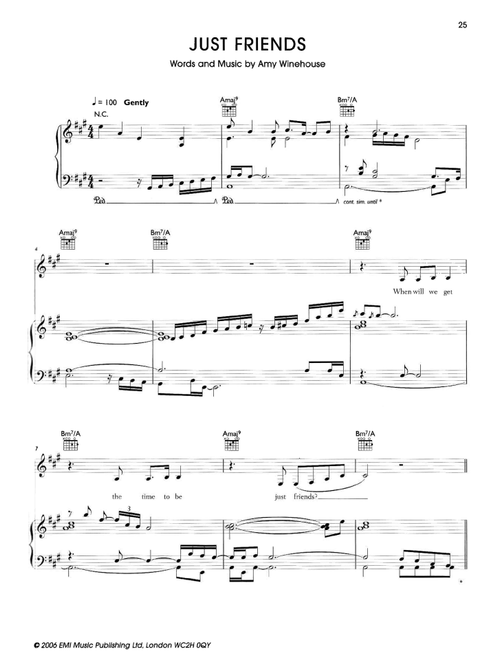 Just Friends (Arr. Rossiase) - Amy Winehouse (Piano-Vocal-Guitar (Piano Accompaniment))