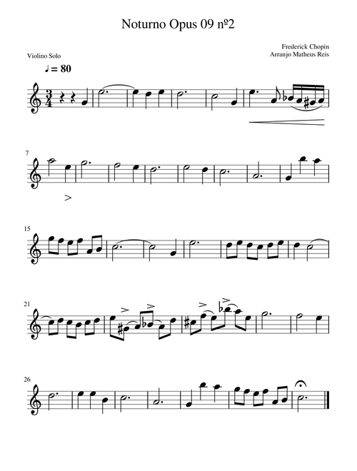 Noturno Opus 09 nº2 violino solo
