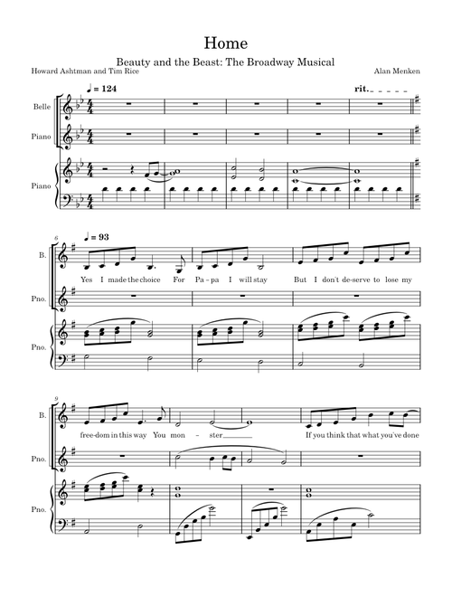 Home (from Beauty and the Beast: The Broadway Musical) – Alan Menken Home