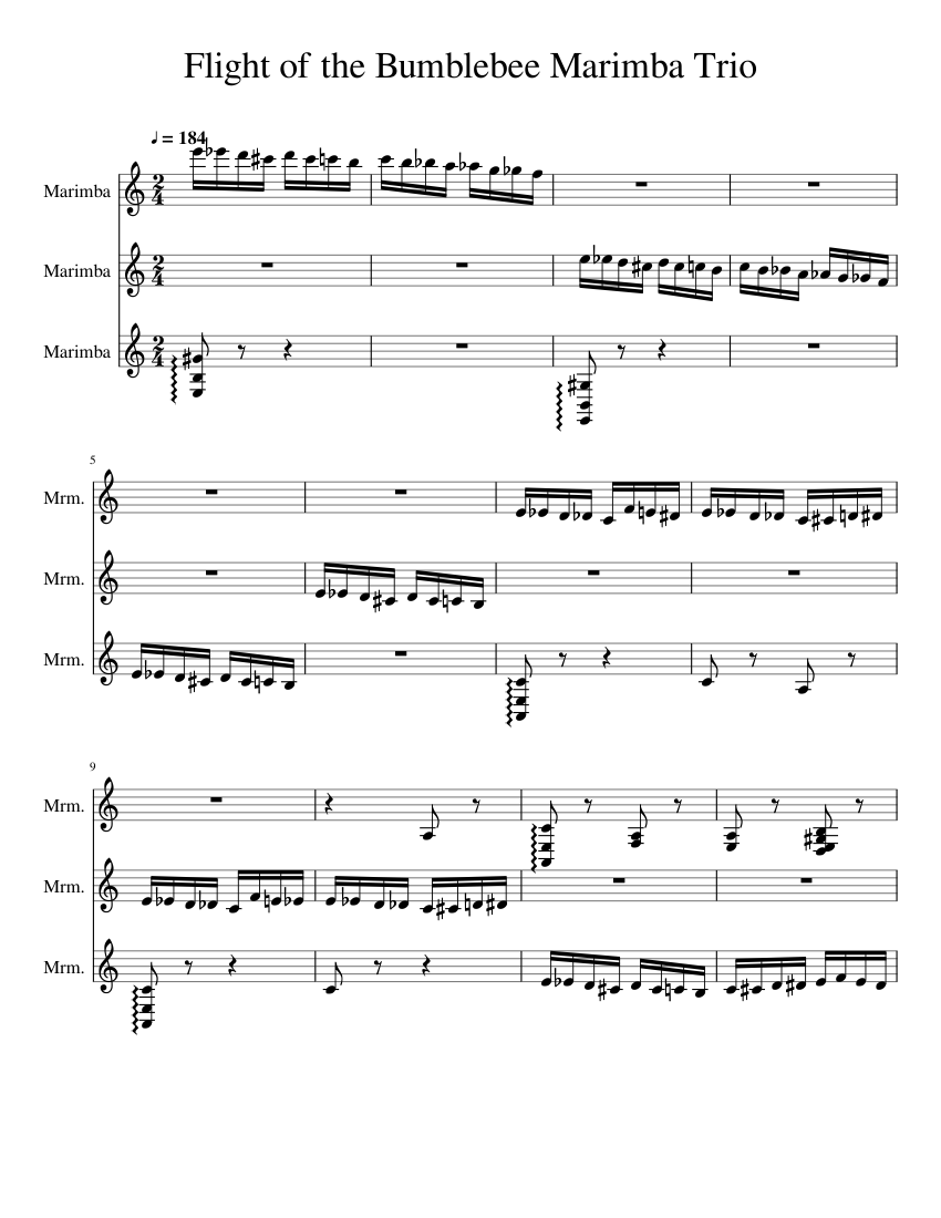 Flight of the Bumblebee Marimba Trio Sheet music for Marimba
