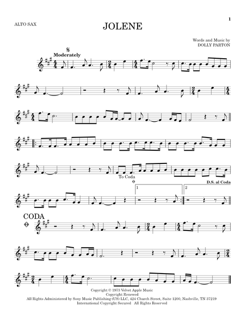 Jolene - Dolly Parton (Alto Sax Solo)