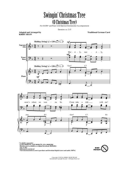 Swingin' Christmas Tree (O Christmas Tree) (arr. Kirby Shaw) - Traditional German Carol (Choral, SATB)