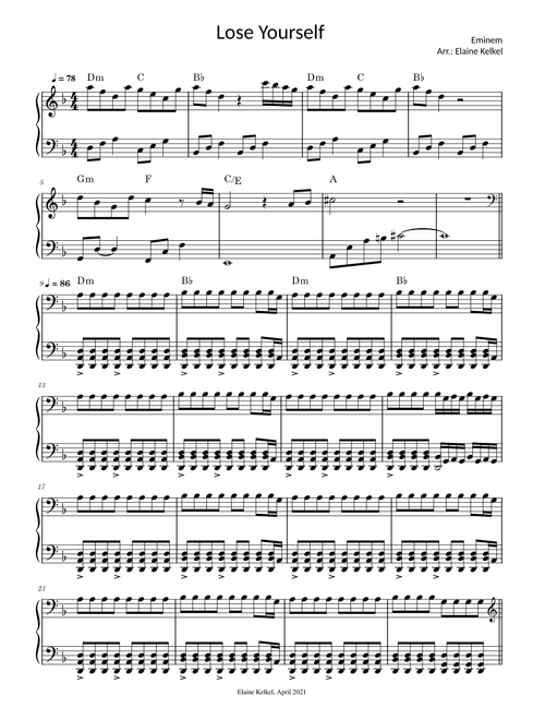 Eminem - Lose Yourself (solo piano)