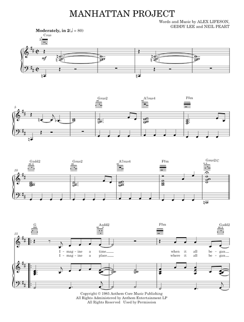 Manhattan project - Rush (Piano-Vocal-Guitar)
