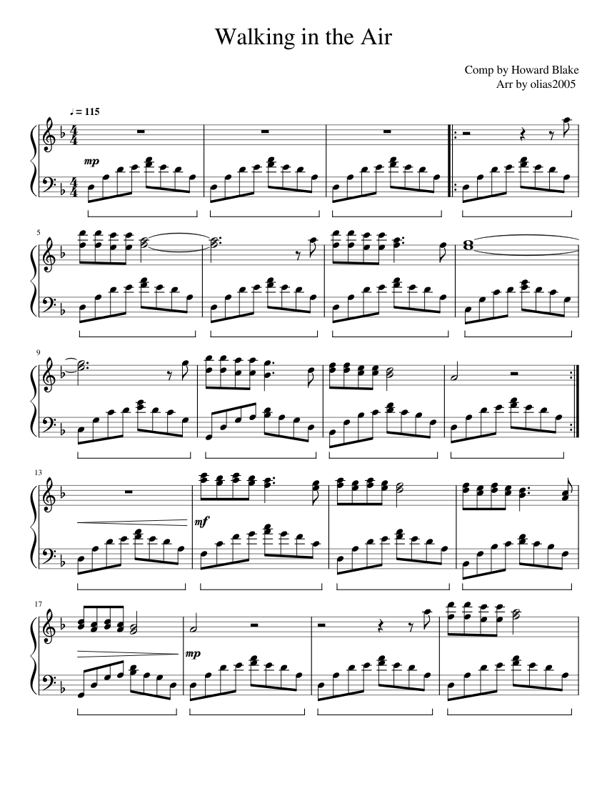 Walking in the Air Sheet Music for Piano (Solo) | MuseScore.com