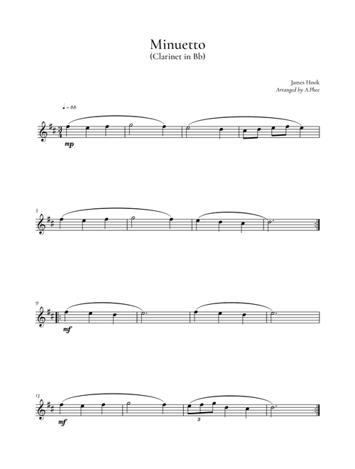 Minuetto (Arr. Phee) - James Hook (Clarinet Solo)
