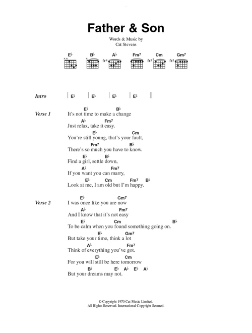 Father And Son - Boyzone, Cat Stevens (Guitar Chords-Lyrics)