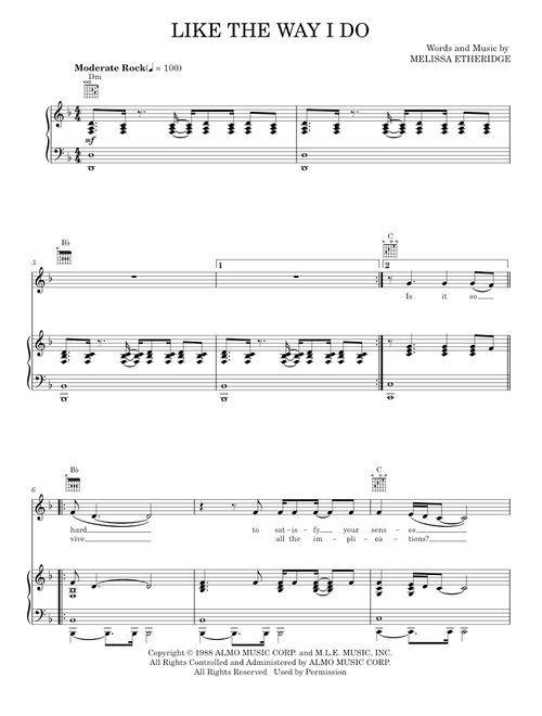 Like the way i do - Melissa Etheridge (Piano-Vocal-Guitar)