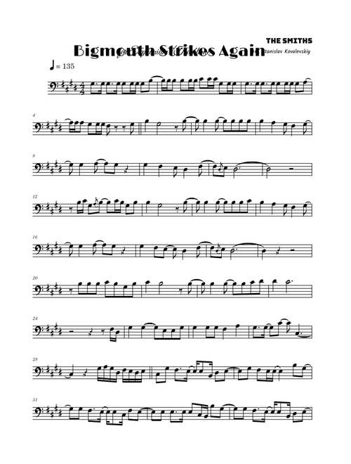 Bigmouth strikes again – The Smiths (Solo for Euphonium/Trombone)