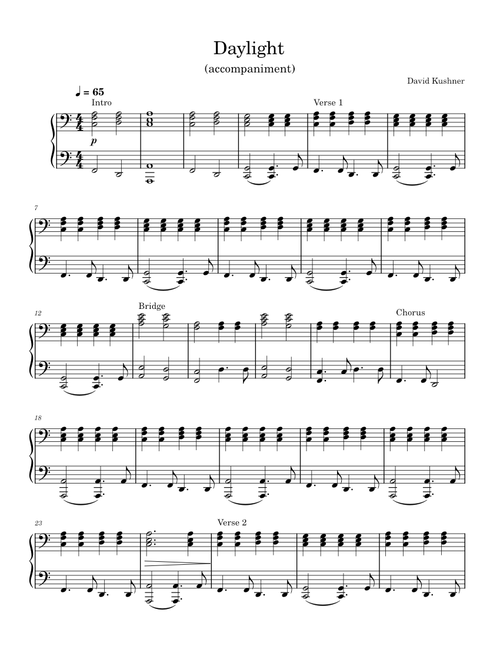 Daylight – David Kushner (accompaniment)