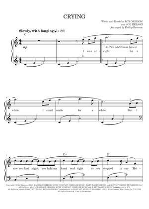 Crying – Roy Orbison Crying Sheet Music with Chords for Piano (Solo ...