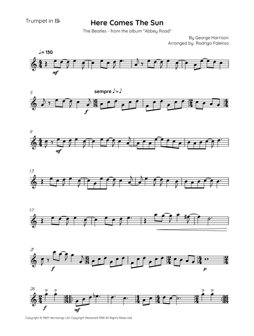 Here Comes The Sun (Arr. Rodrigo Faleiros) - The Beatles (Trumpet Solo)