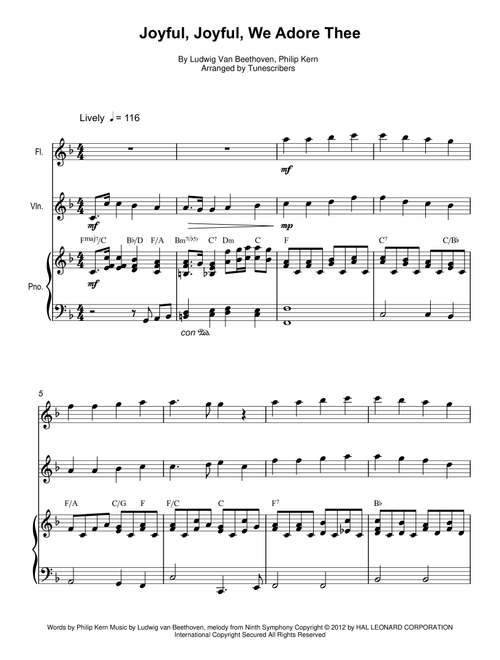 Joyful, Joyful, We Adore Thee (Arr. Tunescribers) - Ludwig Van Beethoven, Philip Kern (Instrumental Duet)