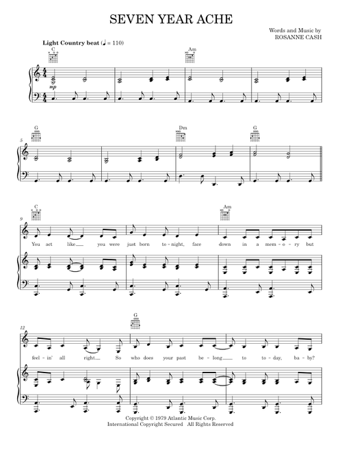 Seven year ache - Rosanne Cash (Piano-Vocal-Guitar)
