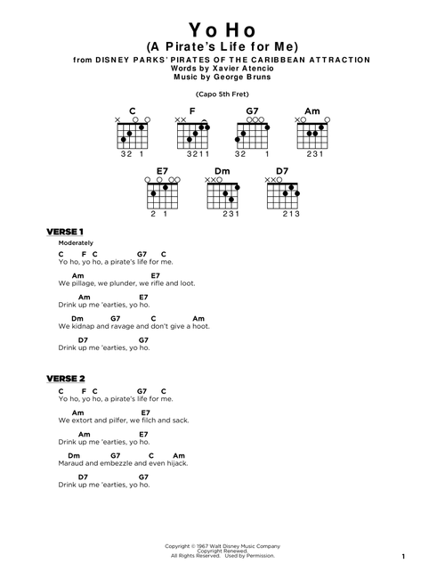 Yo Ho (A Pirate's Life For Me) - George Bruns, Xavier Atencio (Really Easy Guitar)