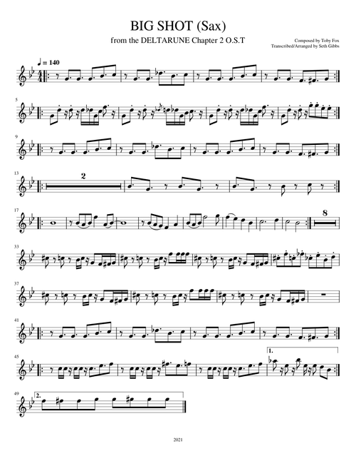 BIG SHOT – Toby Fox (from Deltarune, Chapter 2 - solo alto sax arrangement)
