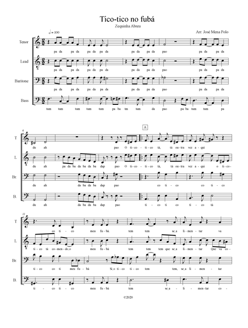 Tico-tico no fubá (Arr. Jose Mena Polo) - Zequinha Abreu/ Aloysio Oliveira (Choral, TTBB)