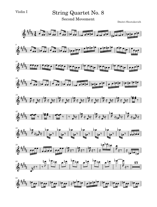 String Quartet No 8, op.110 – Dmitri Shostakovich String Quartet No. 8, op. 110, Violin I