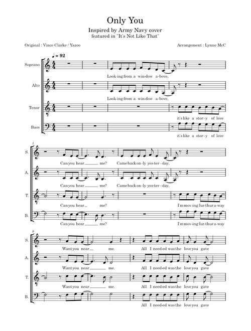 Only you - Yazoo – SATB