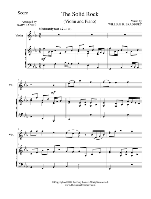 THE SOLID ROCK (Violin/Piano and Violin Part) (Arr. Gary Lanier) - William J Kirkpatrick (Violin and Piano)