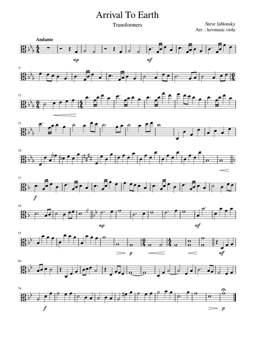 Transformers - Arrival To Earth Viola Solo