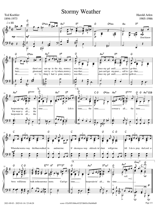 Stormy Weather  — Harold Arlen