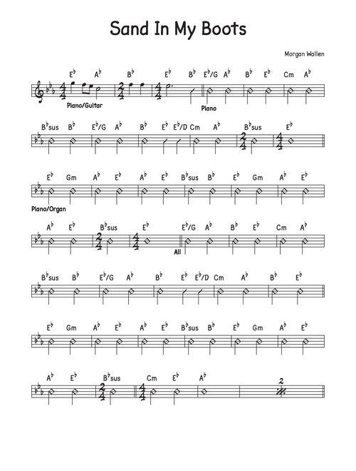 Sand In My Boots (Arr. David M Fagnant) - Morgan Wallen (Lead Sheet - Fake Book)
