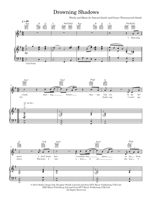 Drowning shadows - Sam Smith (Piano-Voice-Guitar)