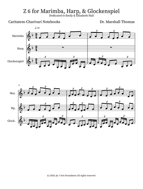 Z 6 for Marimba, Harp, & Glockenspiel - Celebrity Chamber Players (Small Ensemble)