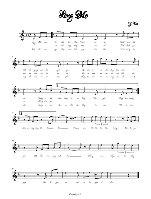 Lòng Mẹ (Dm - Re Thứ) - Y Vân