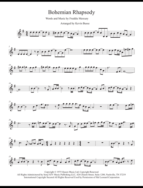 Bohemian Rhapsody (Arr. Kevin Busse) - Queen (Alto Sax Solo)