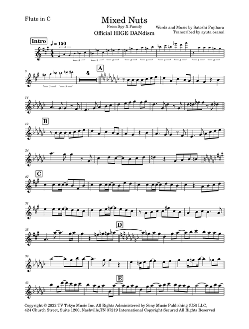 Mixed Nuts (Arr. ayuta osanai) - Satoshi Fujihara (Flute Solo)