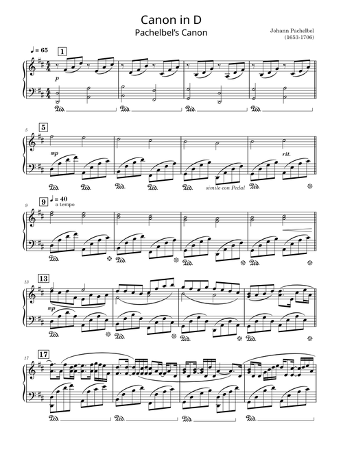 Canon in D, Pachelbel