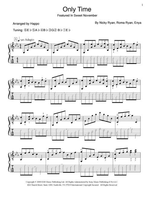 Only Time (Arr. Happo) - Enya (Guitar Tab)