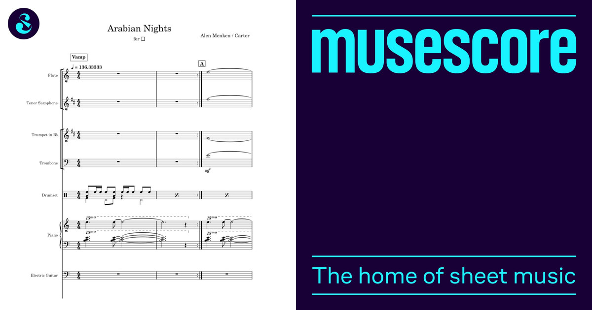 Arabian Nights Sheet music for Piano, Trombone, Flute, Saxophone tenor