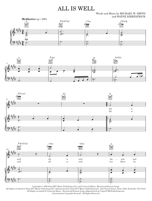 All is well - Michael W. Smith (Piano-Vocal-Guitar)