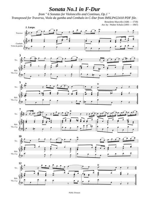 Marcello, B. _ Cello Sonata Op.1 No.1 F-Dur [Trv, BC]