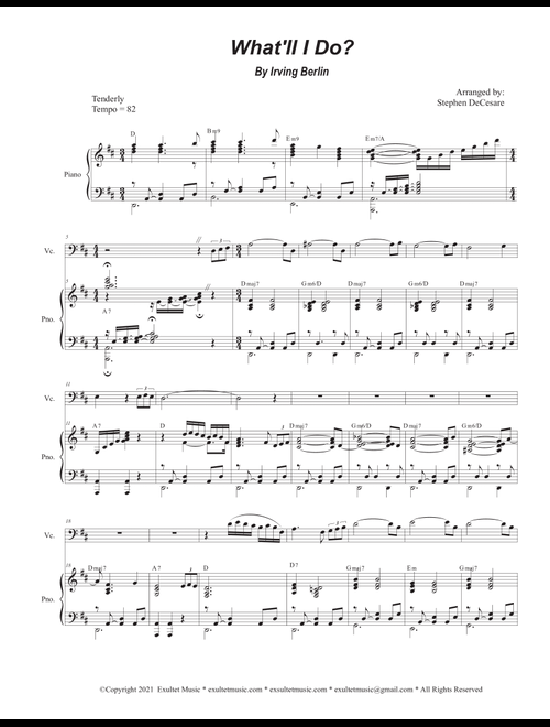What'll I Do? (Cello solo and Piano) (Arr. Stephen DeCesare) - Irving Berlin (Cello and Piano)