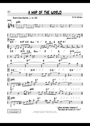BB楽譜「A PLACE IN THE WORLD」PAT METHENY Play Official version of A map of the world Sheet Music by Pat