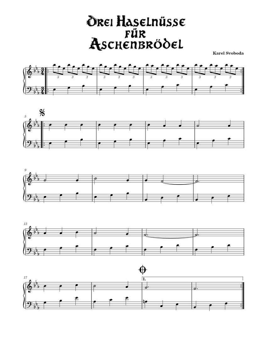 Drei Haselnüsse für Aschenbrödel Sheet music for Piano (Solo)